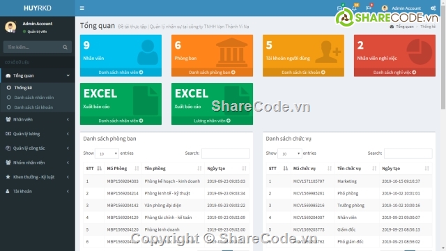 php thuần,đồ án web php,php mysql,code quản lý nhân sự